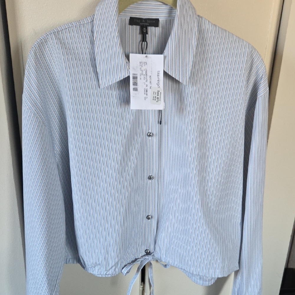 Rag & Bone Georgie Striped Cotton Shirt - Picture 7 of 9